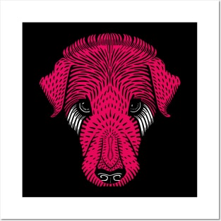 Vintage dog head - magenta Posters and Art